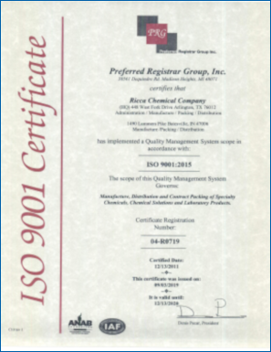 ISO 9001:2015 Certificate - Arlington, Texas